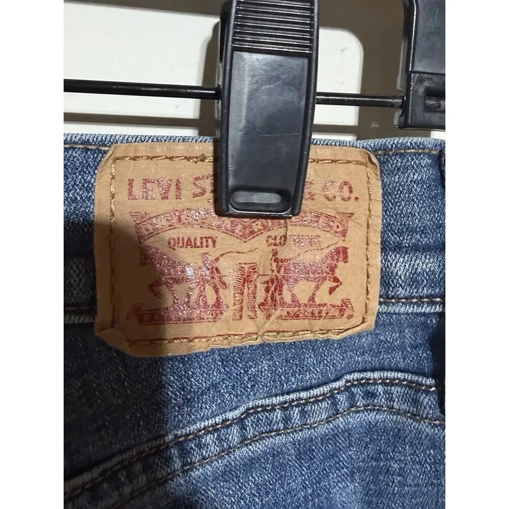 Levis 505 Straight Jeans Womens Size 29 Medium‎ Wash Blue Stretch 5 Pockets